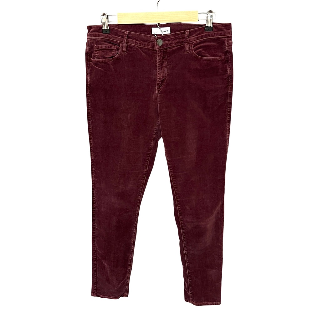 LOFT Modern Sexy Skinny Corduroy Pants‎ Womens Size 30/10 Burgundy Stretch Boho